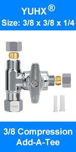 3/8 x 3/8 x 1/4 compression tee,add a tee 3/8 x 3/8 x 1/4,3/8 to 1/4 water line adapter