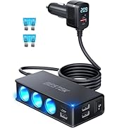 BESTEK 9 in 1 Car Charger Adapter,148W 3-Socket Cigarette Lighter Splitter with PD 30W and QC3.0 ...