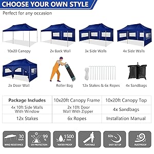 pop up canopy tent with sidewalls