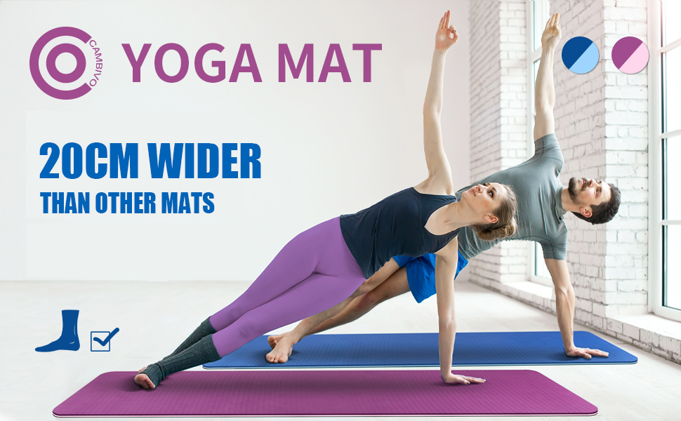 CAMBIVO Large Yoga Mat, 81cm Extra Wide Exercise Mat, Large Gym Mat TPE