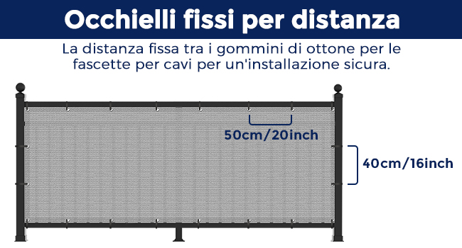 Frangi-Vista Per Balcone 60x450cm Grigio Scuro - Tessuto Oxford 160g/m², Con Corda E Fascette