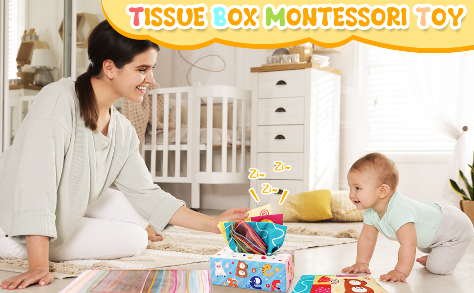 FEBALHS Montessori Baby Toys for 6+ Month Old, 4 in 1 Montessori Toys 6 to 12 Months