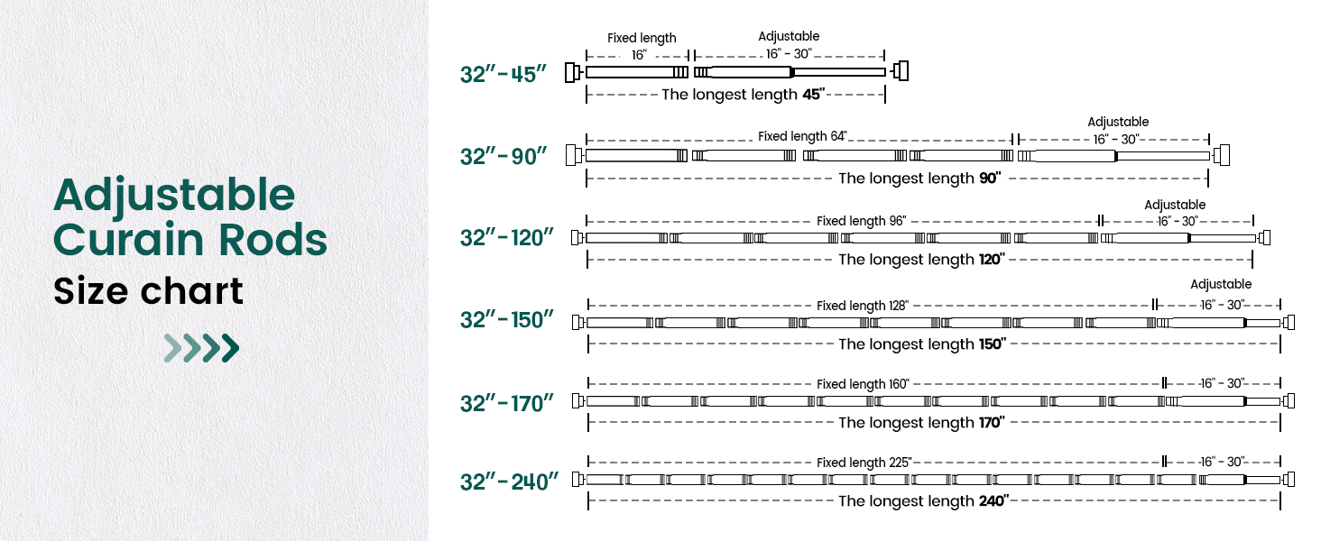 Curtain Rods for Windows 66 to 120, 1 Inch Adjustable