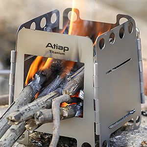 ATiAP Titanium Wood Burning Stove Foldable Camping Backpacking Stove