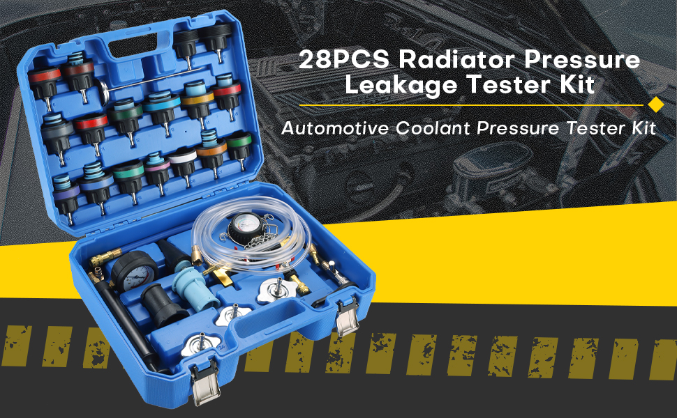 Acymner 28PCS Radiator Pressure Leakage Tester Kit for Vehicles Universal Vacuum Type Cooling