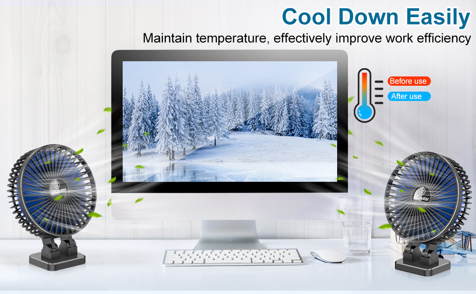 JZCreater USB Desk Fan, Mini Fan Portable, 3 Speeds Desktop