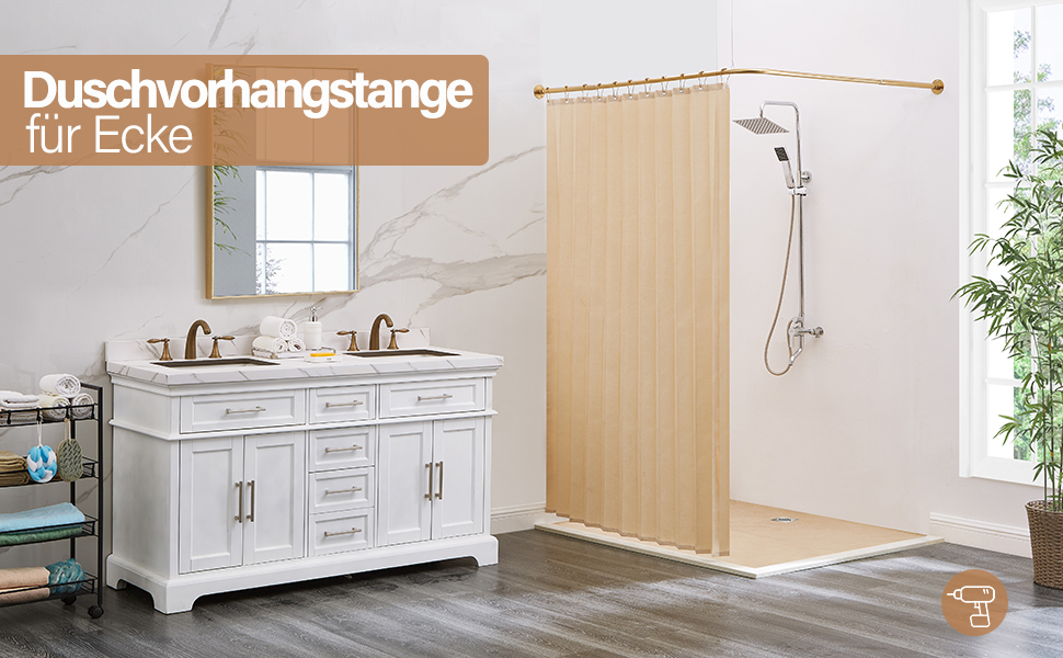 Crkmire L Shape Shower Curtain Rail, [99 cm175 cm] x [139 cm216 cm