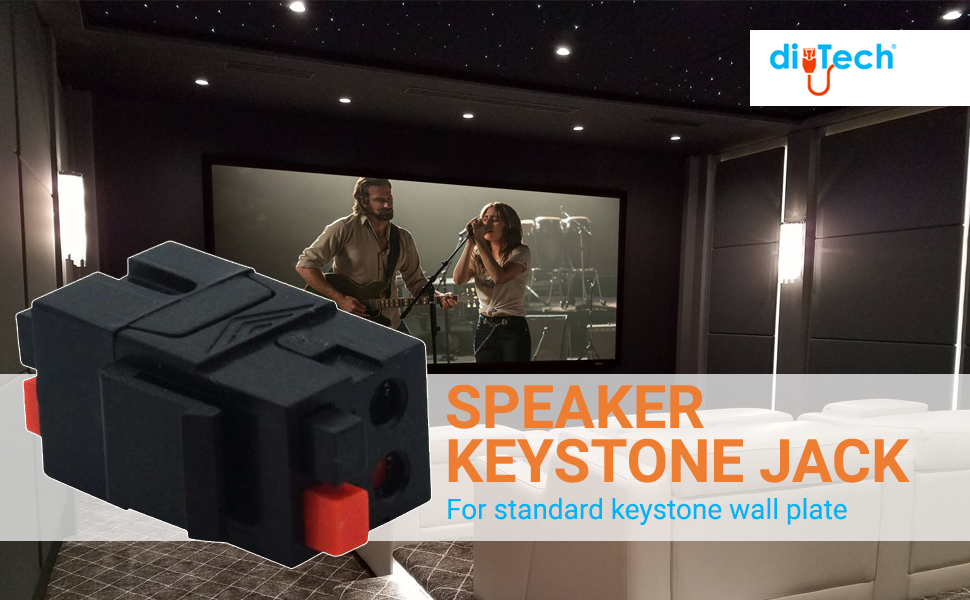 diyTech Speaker Keystone Jack Spring Loaded Speaker Jack for Keystone Wall Plate
