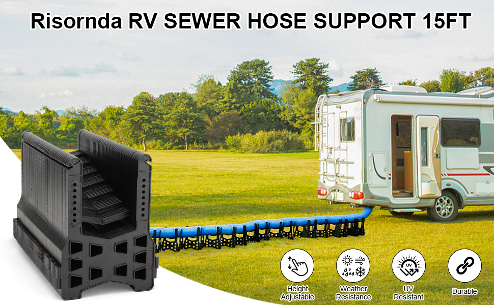 Risornda RV Sewer Hose Support 15FT, Height Adjustable RV