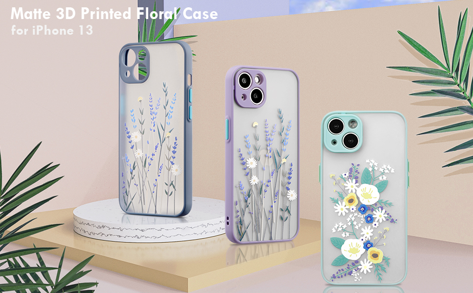 ZTOFERA Compatible with iPhone 13 Case Clear, AntiScratch 3D Floral Pattern Frosted