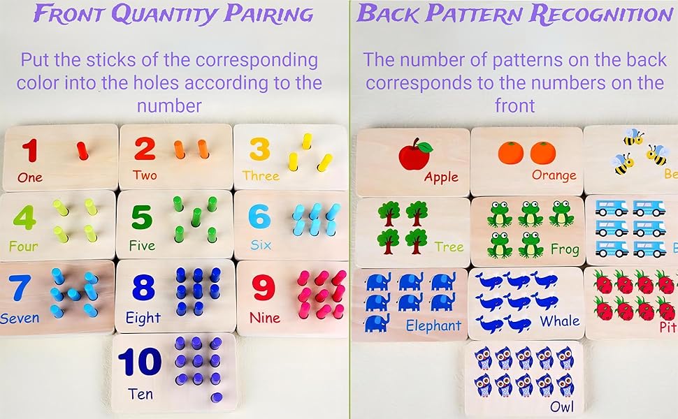 Hirger Wooden Counting Number Peg Board Math Manipulatives Materials Montessori