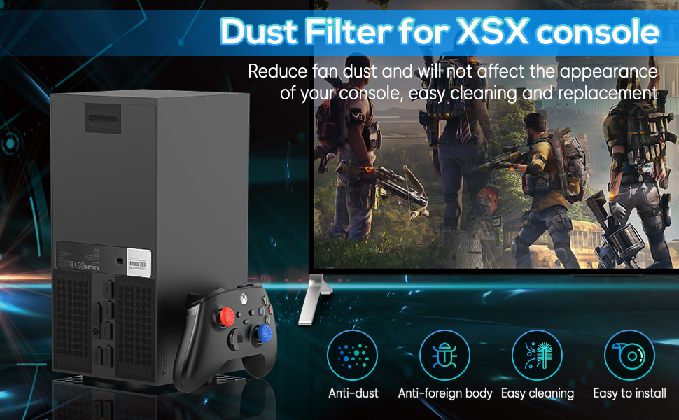 Dust Filter Cover for Xbox Series X with Rubber Dust Plugs
