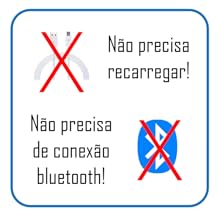 Prática, não requer carregamento nem conexão bluetooth. 