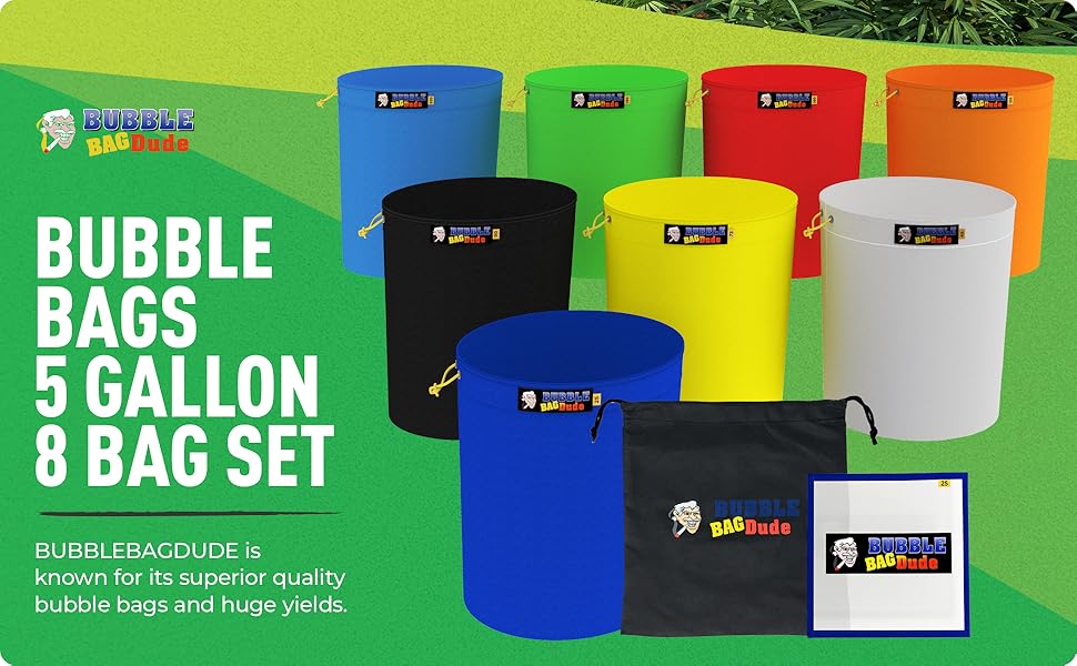BubbleBagDude Kit d’extraction avec 8 sacs « Bubble Bag » de 19 litres