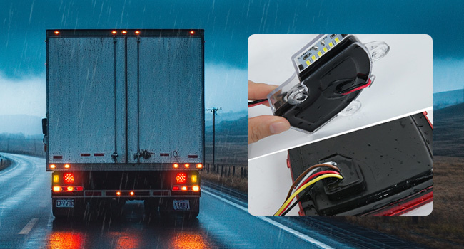 Square LED Trailer Light Kit Stop Turn Tail Side Marker License Lamp