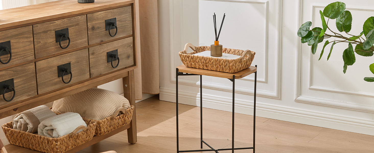 VILSSOVY 2 Packs Wicker Basket, Hyacinth Wicker Storage