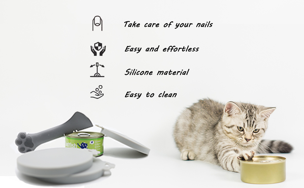 DORUI 3 Pcs Pet Food Can Lids & One Can Spoon Cute Paw