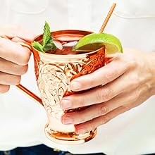 Our set of 2 copper cups makes perfect vessels for enjoying authentic Moscow Mules