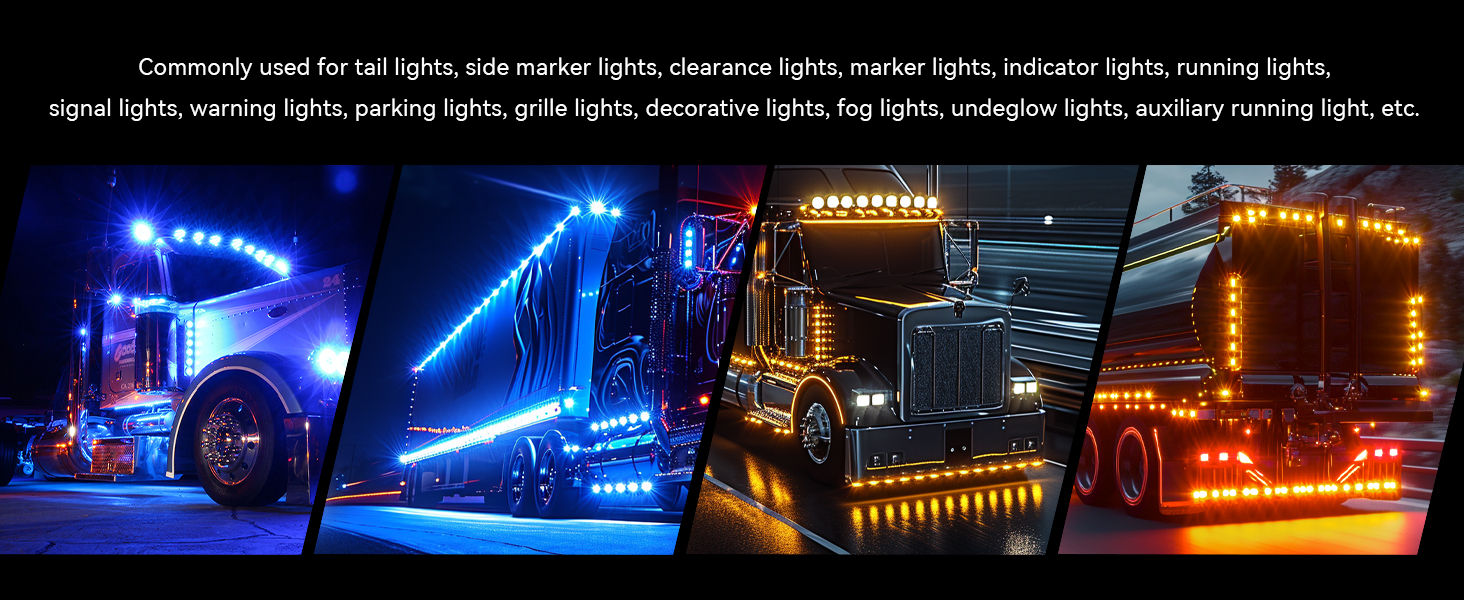 4.7 Inch Dual Color Amber to Blue Trailer Marker LED Side Clearance Tail Grille Bumper Lights