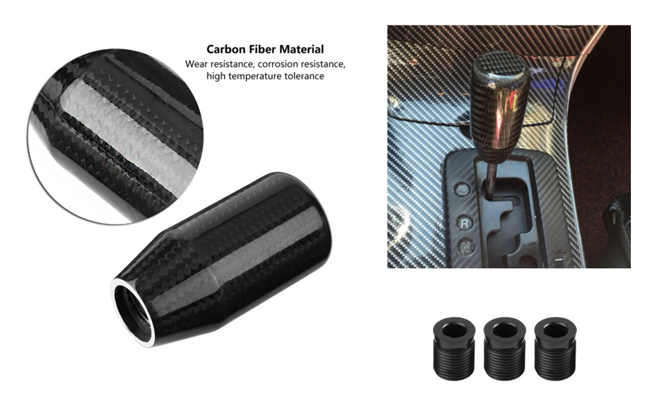 KIMISS Universal Shift Knob, Car Modified Carbon Fiber Stand Head Manual Transmission Lever Knob
