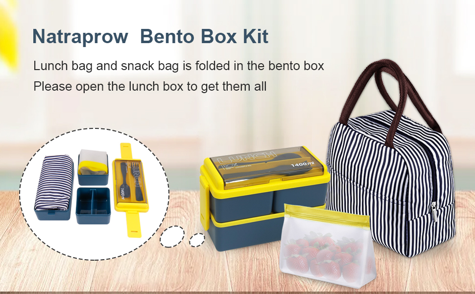 Stackable Bento Box Kit, 47.35OZ Bento Box Adult Lunch Box