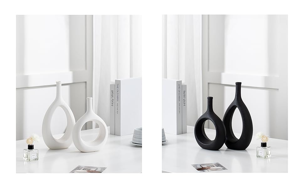 Black and white vase decor