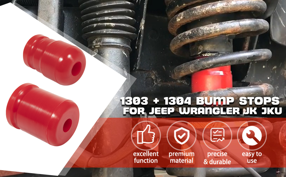 11303 Front Bump Stops +11304 Rear Bump Stops for 20072018 Jeep Wrangler JK/JKU
