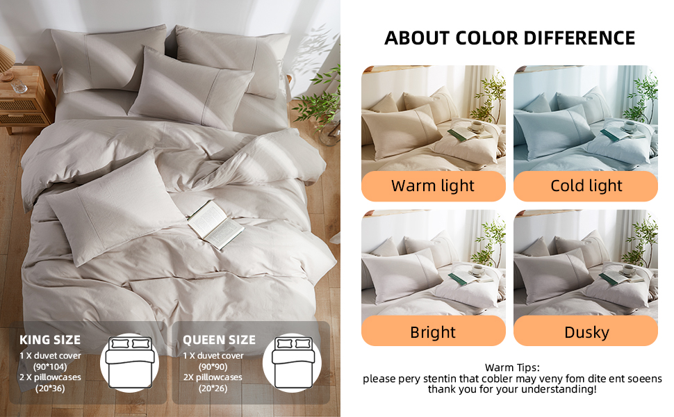 Delynvan 100 Linen Duvet Cover Set Queen Size Pure Linen