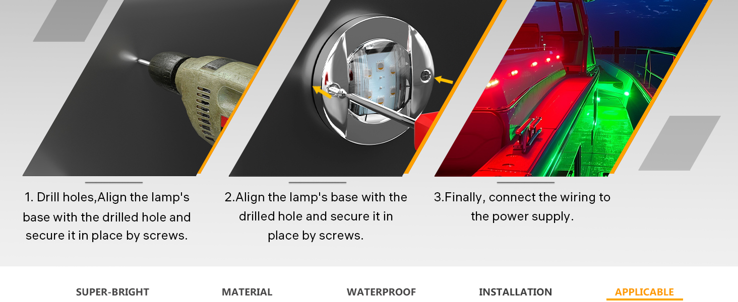 White Blue Red Green Boat Marine LED Lights 4-color 3-inch Round Boat Interior Courtesy Lights