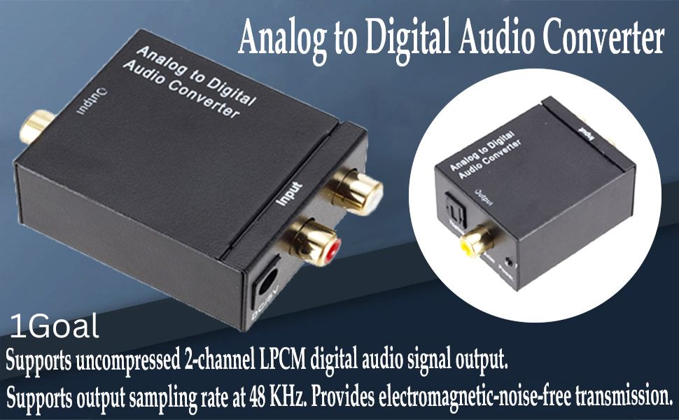 1Goal® Analog to Digital Audio Converter, Digital Audio RCA to Optical