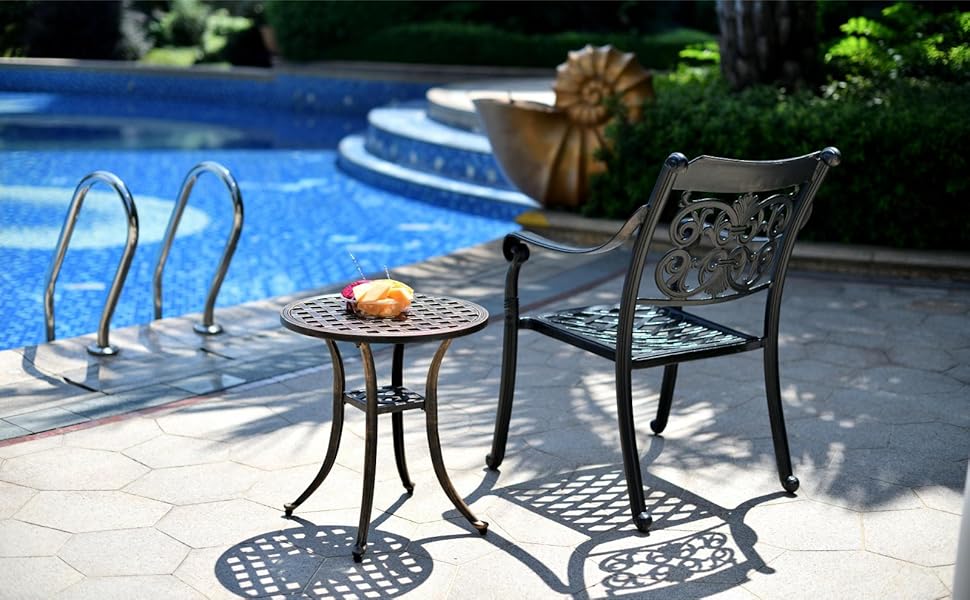 Cast Aluminum Outdoor Patio End Table