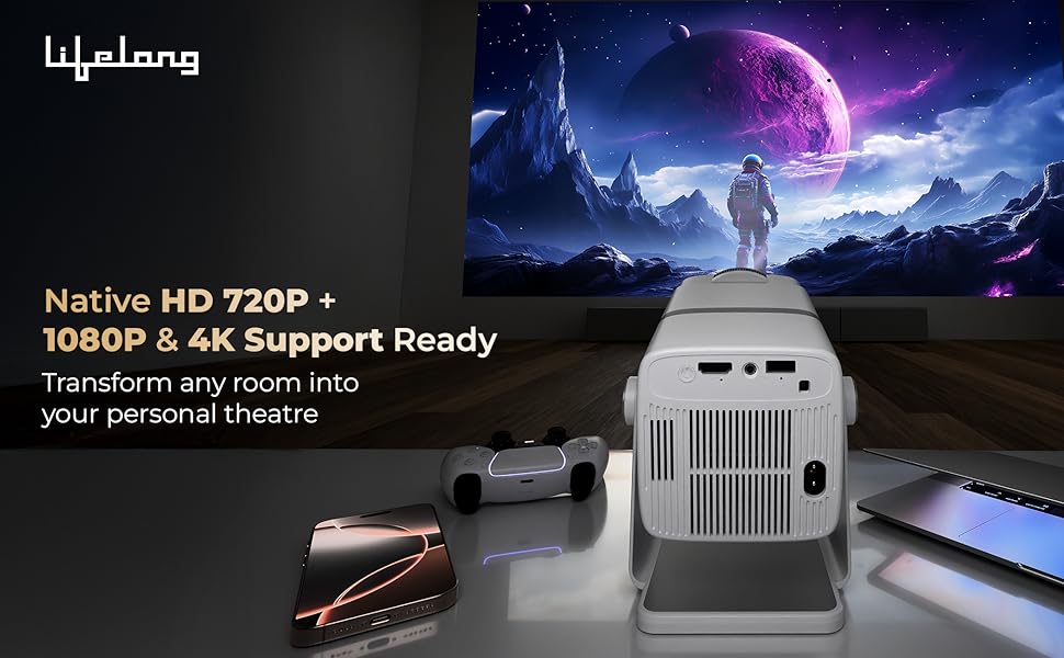 Enjoy clear and sharp visuals with cinematic 720p HD quality for an immersive viewing experience.