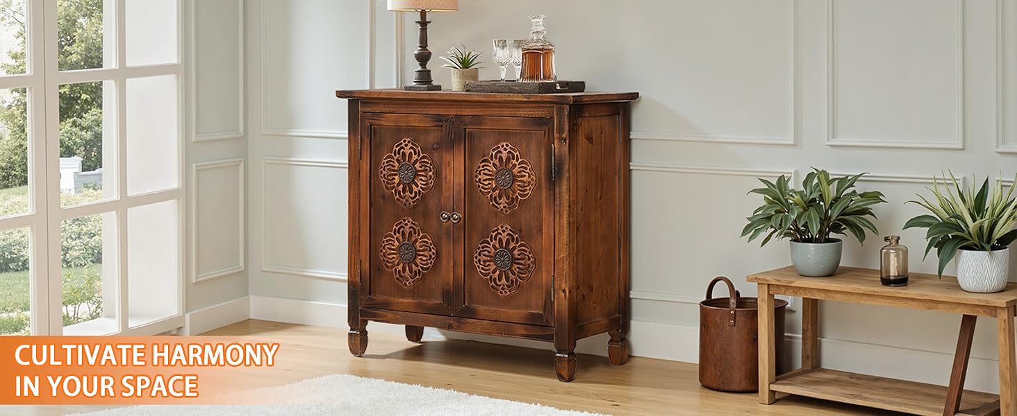 Accent Sideboard Buffet with Solid Wood Feet