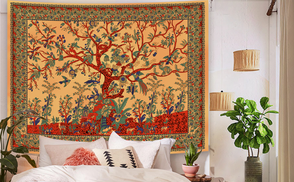 Simpkeely Tree of Life Tapestry, Aesthetic Jungle Tapestry