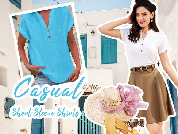 Plus Size Tops for Women Summer Casual Short Sleeve Cotton