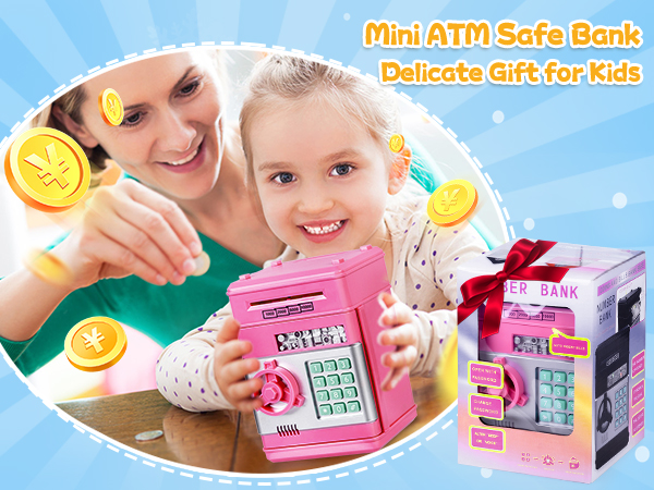 ATM Bank Electronic Piggy Bank toy Mini ATM machine Password Money bank Safe Saving box