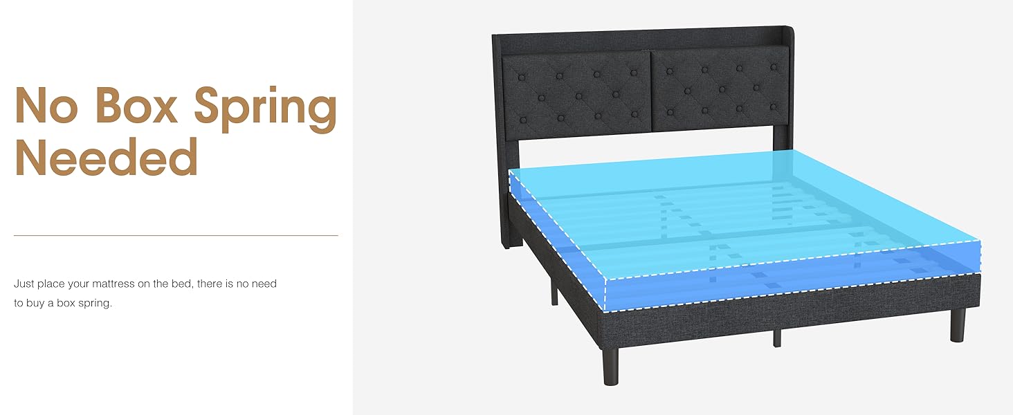 Fameill Queen Size Metal Bed Frame with Headboard