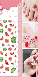 3D Strawberry Fruits Nail Art Stickers Watermelon Lemon Nail Sliders Decals Adhesive Transfer 