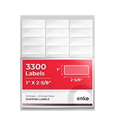 enKo 3300 Labels, 1x 2-5/8 - White - Address, Mailing, Shipping &amp;amp; Barcode Blank Labels for Laser