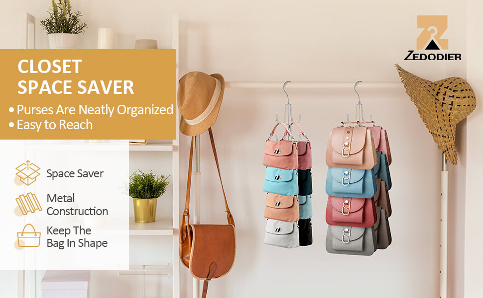 ZEDODIER Purse Hanger Organizer for Closet, 2 Pack