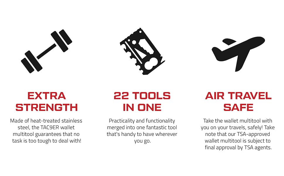 TAC9ER 22in1 Credit Card Multitool For Men Metal Survival Card