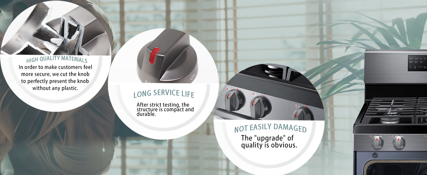 Upgraded DG6400473B Stove Knobs Black,Replacement Parts