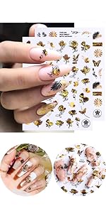 3D Gold Flower/Leaf Nail Stickers