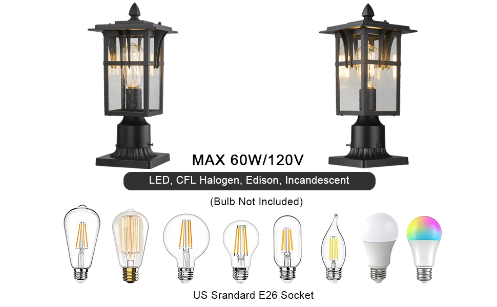 Darkaway Outdoor Post Light Base Mount, Post Light Adapter 3'' Pier