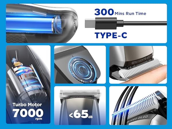 heavy duty motor type c rechargeable R shape edged stainless steel blades quiet design