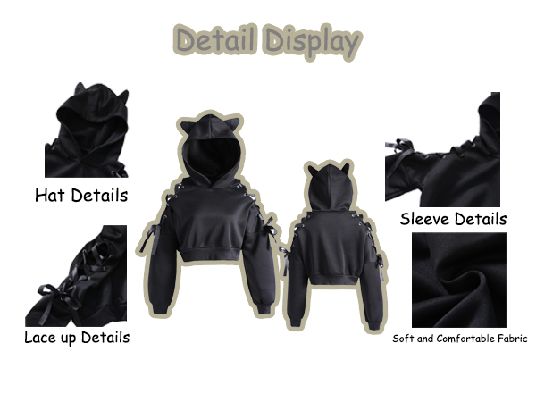 Amazon.com: NHUHEQ Womens Cat Ear Hoodie Cute Crop Top