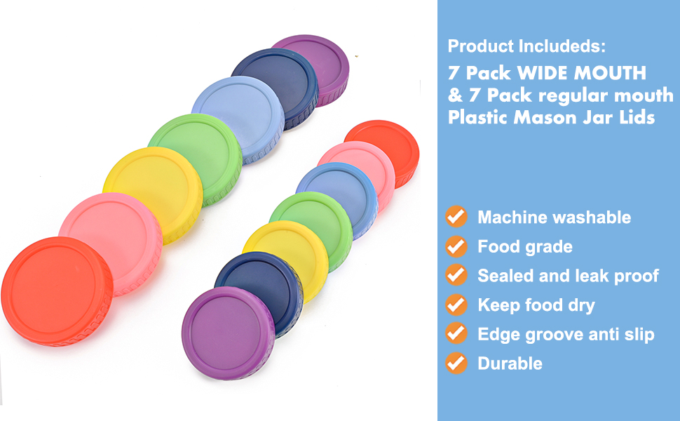 VEESON 14PCS Mason Jar Lid, Thickened Leak proof Colored