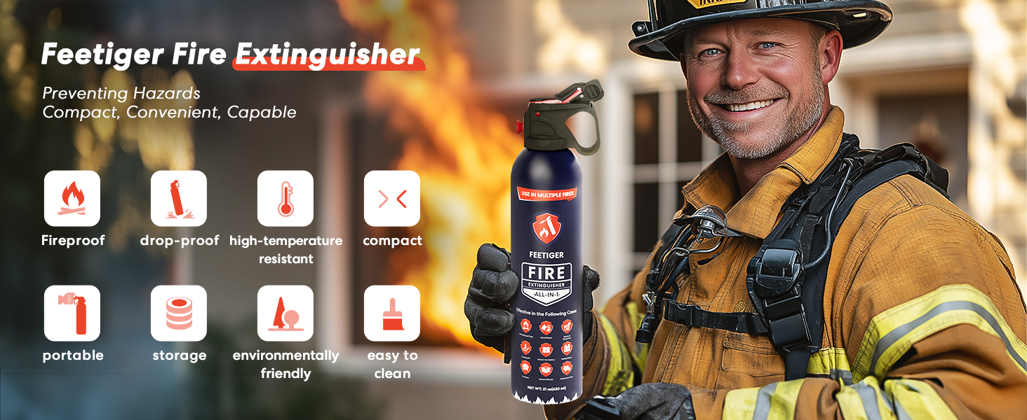 Feetiger Allin1 Fire Extinguisher for Home, Kitchen, Car, Garage, RV