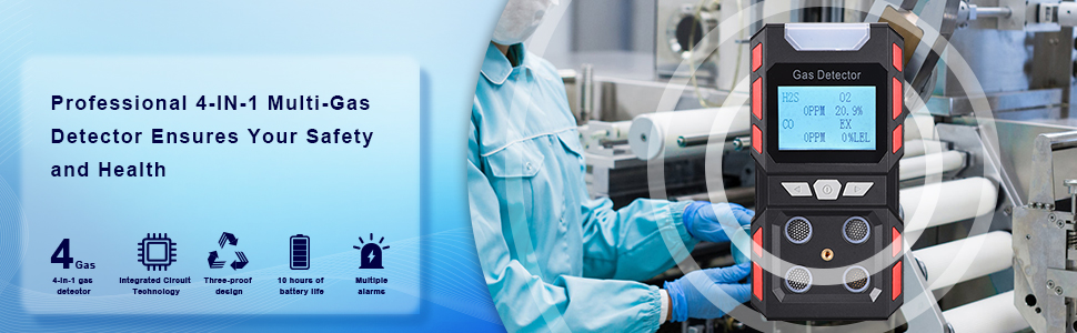 gas detector 4 gas monitor 4 gas meter 4 gas tester portable personal multi gas O2 oxygen gas h2s