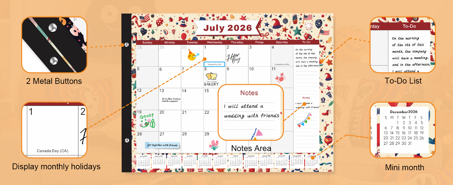 Large Desk Calendar 2026